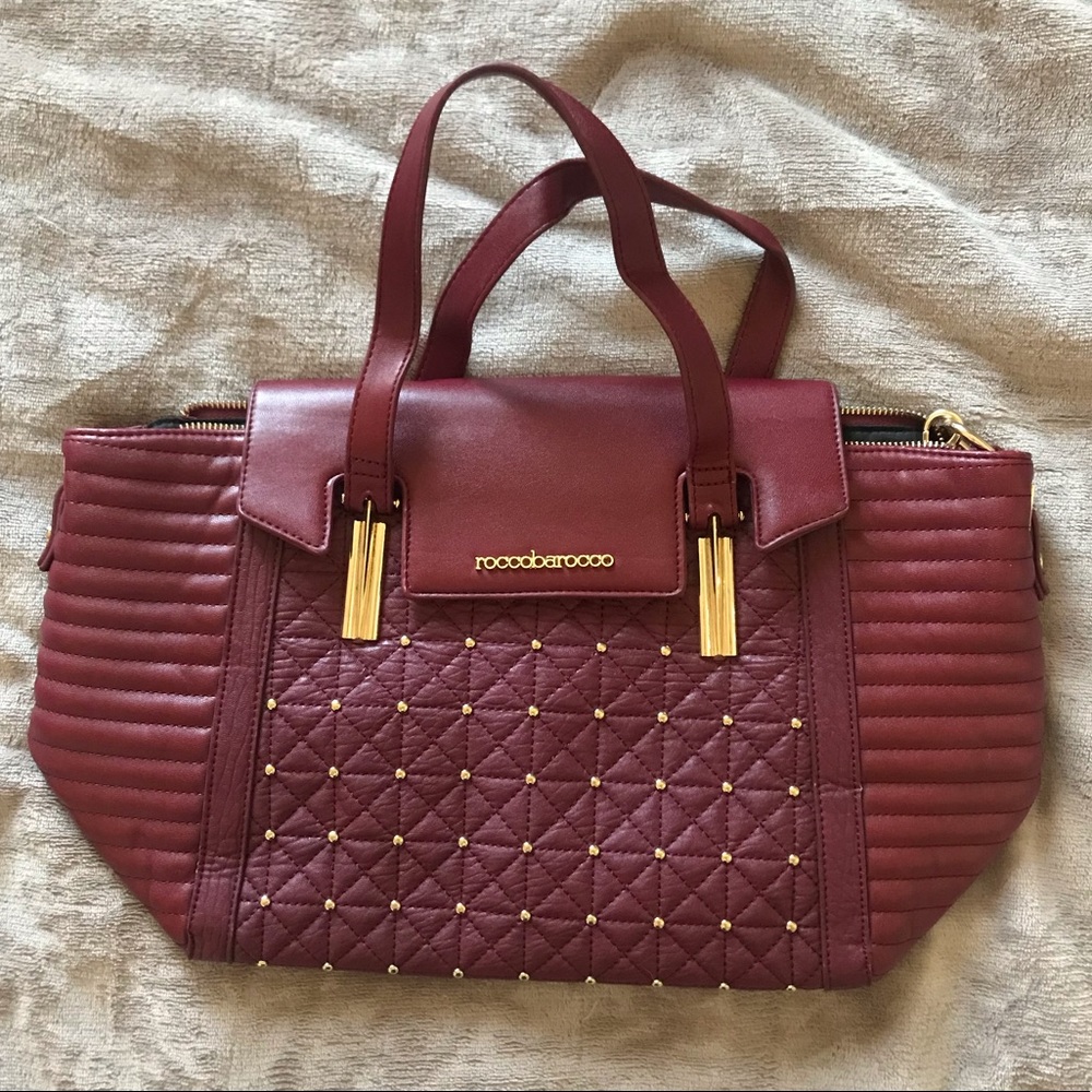 Roccobarocco burgundy vegan convertible bag